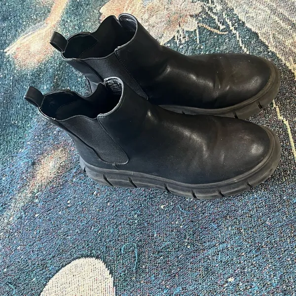 BP Nordstrom Black Lace‑Up Ankle Boots Sz 6 Women’s Leather Streetwear Staple - Image 3