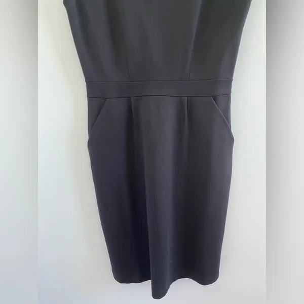 Quince Black Ultra Stretch Ponte Knit Cap Sleeve Dress Size Medium Minimalist - Image 6