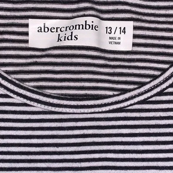 Abercrombie Kids‎ Tank Top Girls 13/14 Blue Striped Lace Trim Keyhole Preppy - Image 2