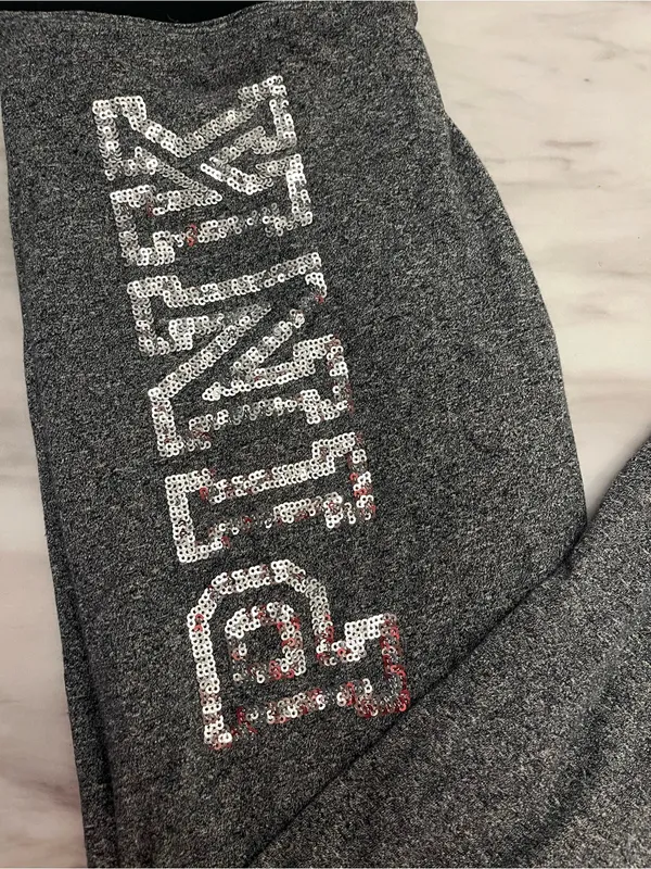 Victoria's Secret PINK Girls' Charcoal Heather Leggings with Black Waistband - Image 2