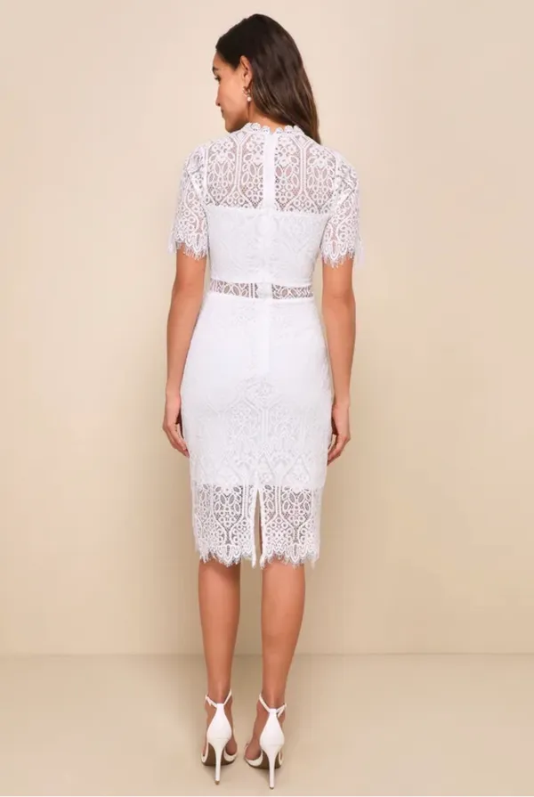 Lulus dark teal lace midi dress - Image 8