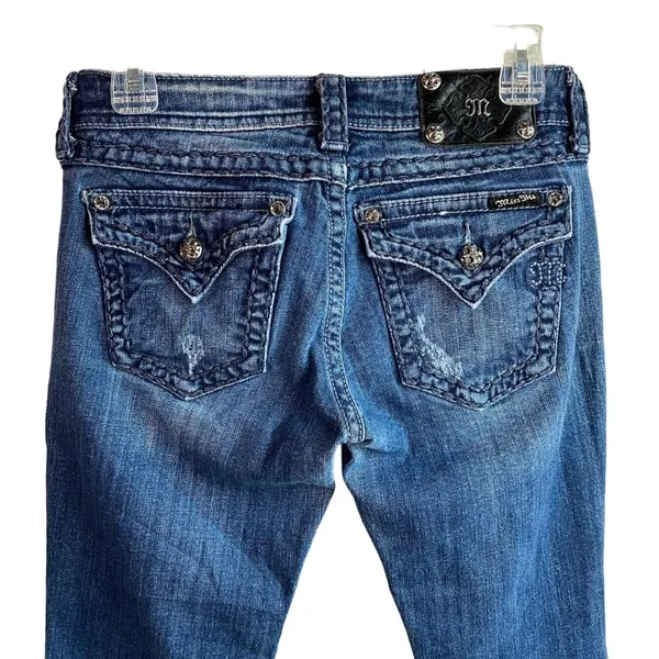 Miss Me Jeans Womens Sz 28‎ boot cut denim Embellished stitiching flap Pockets - Image 8