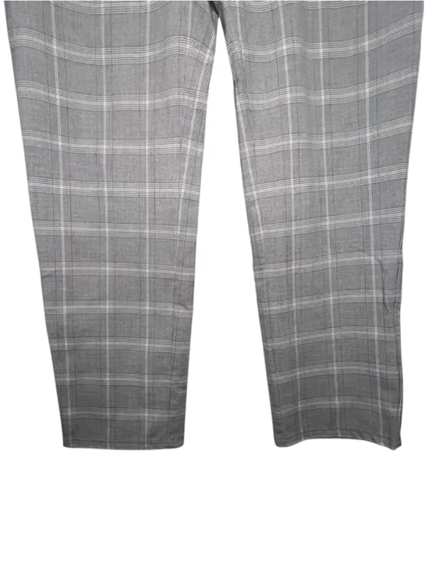 Zara Grey And White Stretchy Plaid Professional Office Tapered Ankle Trousers - Image 4
