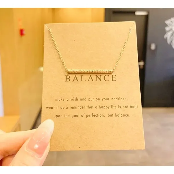 Boutique NEW Balance Bar Necklace Gold Minimalist‎ Pendant Delicate Chain Jewelry Gift - Image 3