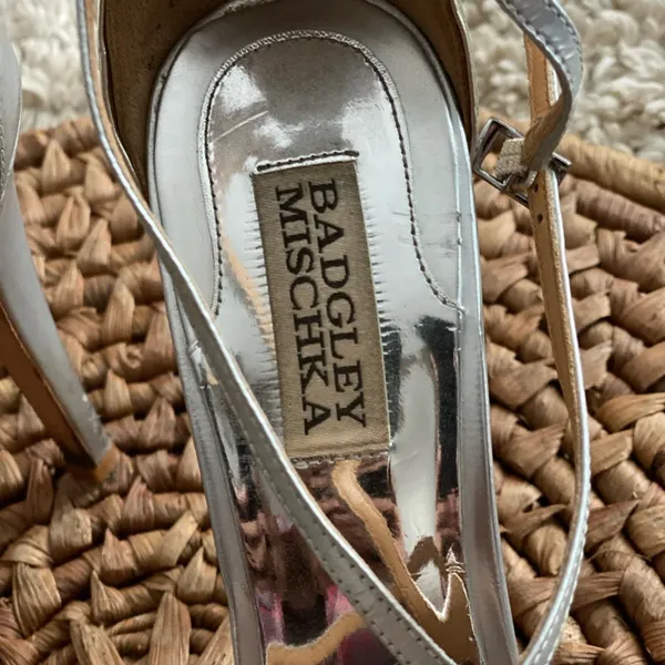 Badgley Mischka Silver Strappy Sandals - Image 2