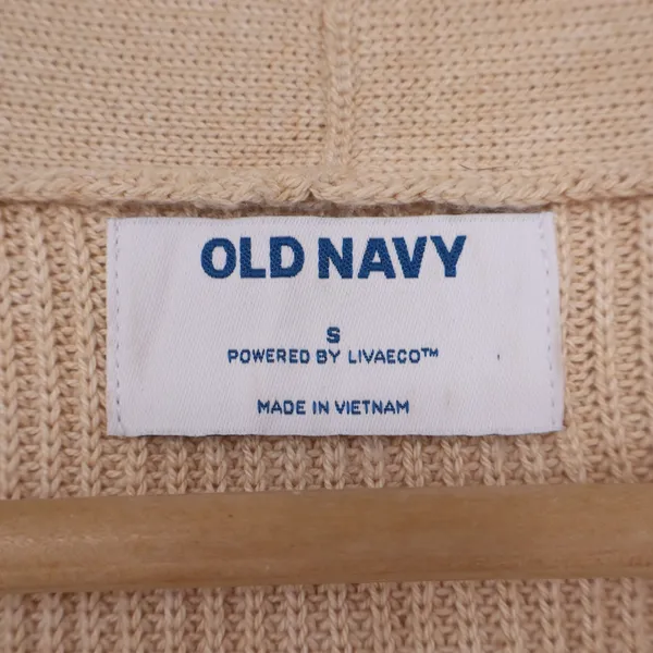 Old Navy Cardigan Women S Livaeco Beige Ribbed Knit Open Front Longline Exc - Image 2