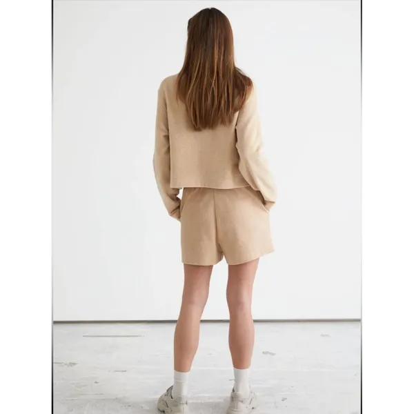 & Other Stories Terry Cotton Boxy Crewneck Sweatshirt Beige Womens Size Medium - Image 3