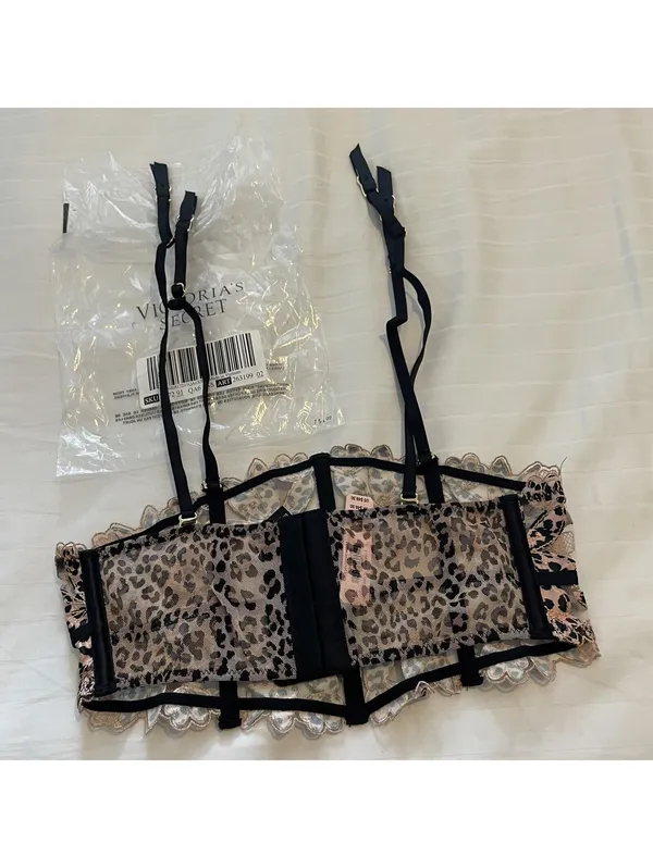 NWT Victoria’s Secret Lace Waist clincher Garter Hooks Xs/S Animal Print Floral - Image 9