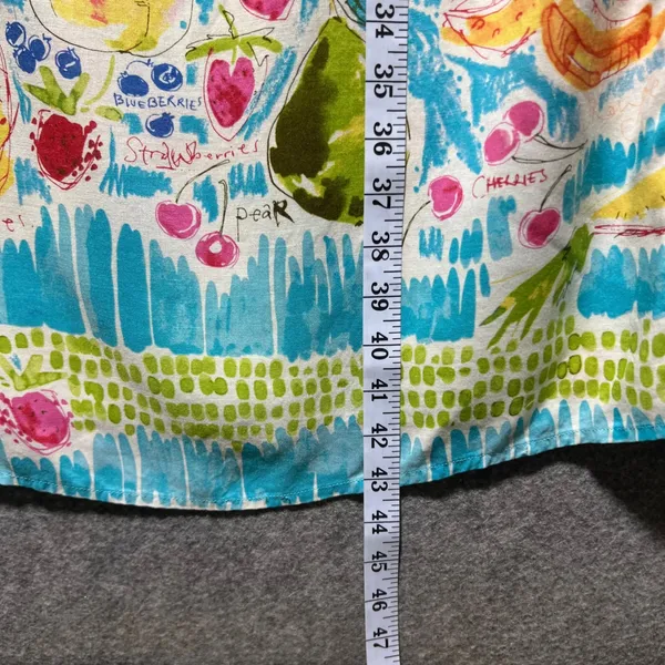 Weekend‎ Clothes Line Fruit Print Rayon Sleeveless Dress Small Blue Summer - Image 4