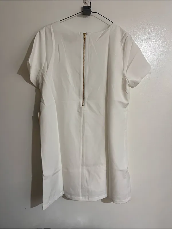 Lulus NWT Women Medium Ivory Shift Mini Dress Minimalist Quiet Luxury Clean Girl - Image 9