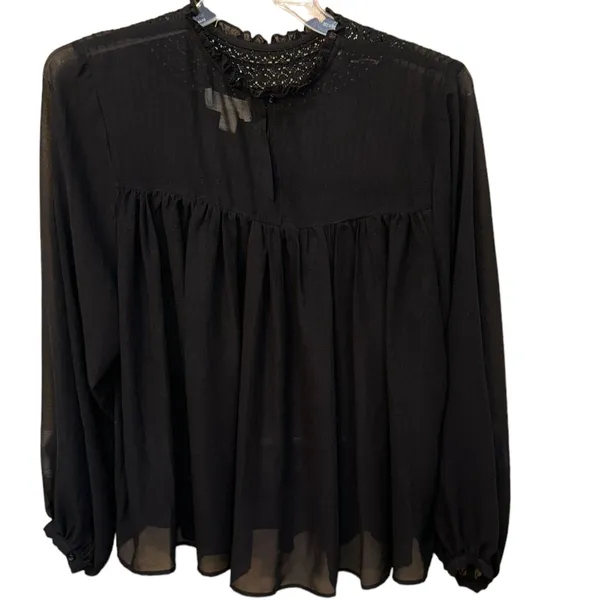 Women's Band of Gypsies Black Charmante Lace-Trim Top Size Medium‎ - Image 2