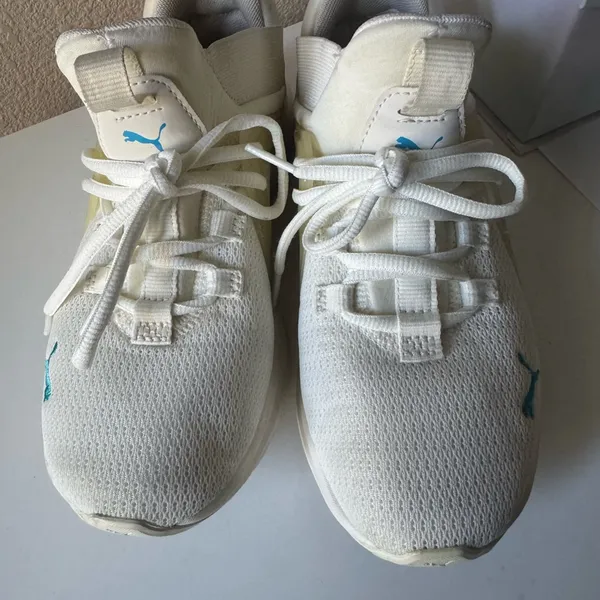 Puma Cream and Blue Running Shoes - Image 4