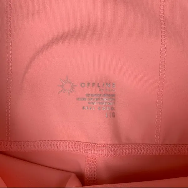 Aerie women's large hugger leggings in pink new coral athletic high rise gym wor - Image 4