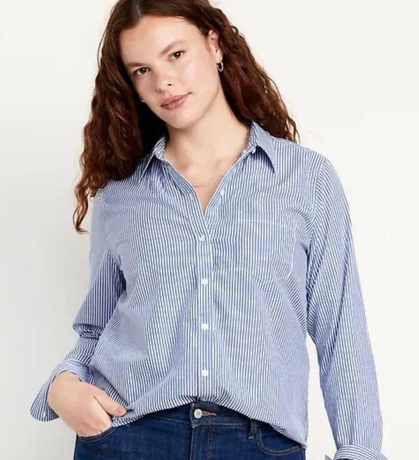 Old Navy Blue and White Striped Button Down Shirt | Women’s Size Small - Image 12