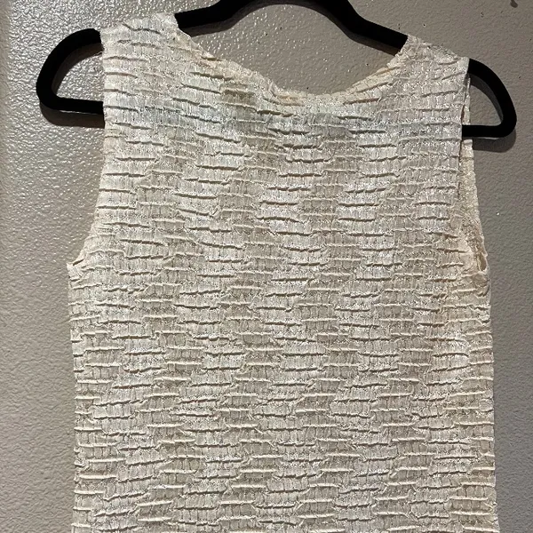 VTG Sleeveless Ruched Textured Tank Top Butter Yellow Coastal Beach‎ top size S - Image 4