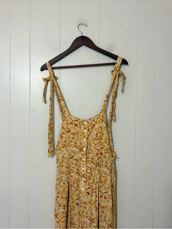 Free People Sugar Sands One Piece Honey Boho Wide Leg Jumpsuit XS Tie Strap - Image 5