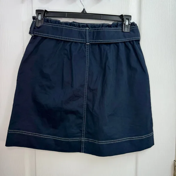 NEW Free Assembly navy‎ paper bag belted mini pocket cotton stretch skirt casual - Image 3