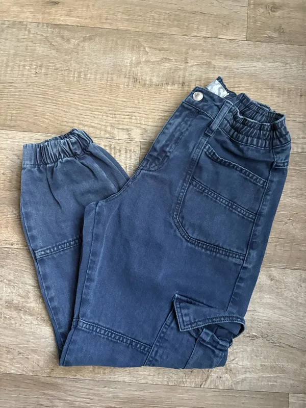 Free People Platoon Denim Cargo Joggers Washed Blue Sz XS - Image 2