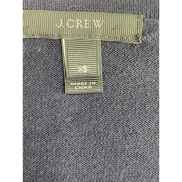 J.Crew Long Sleeve Soft Cotton V Neck Rib Hems Sweater Lightweight XS Navy Blue - Image 7