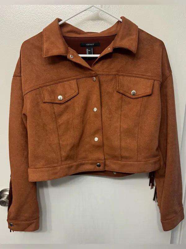 EUC Forever 21 Suede Fringe Jacket | Boho Western Moto Style Jacket - Image 4