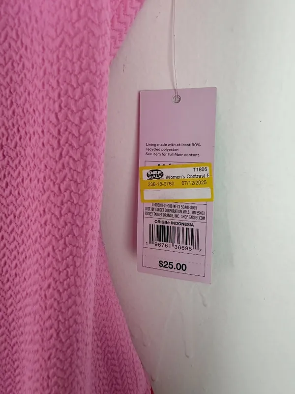 NWT Wild Fable Pucker Textured One Piece Swimsuit Pink Size Medium M 8-10 NEW - Image 5