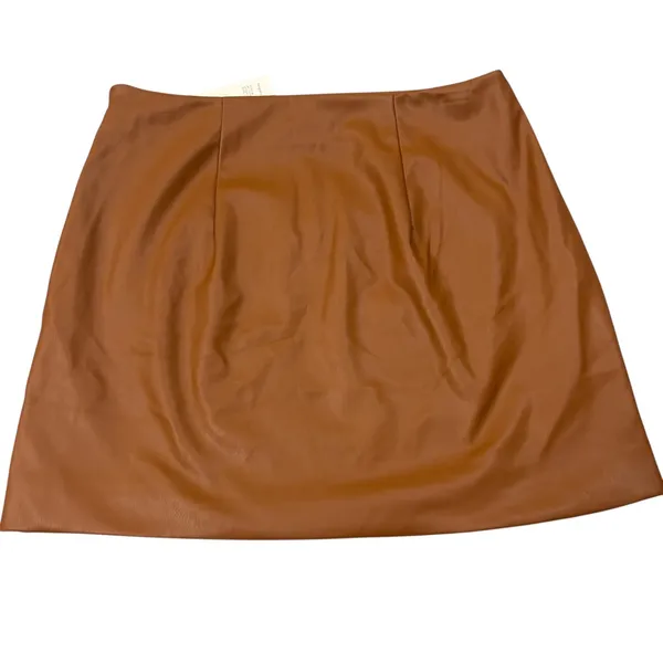 New‎ A New Day Faux Leather Mini Skirt Womens 6 Brown High Waist Casual Party - Image 3