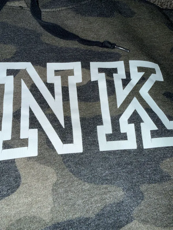 Victoria's Secret PINK Campus Hoodie Size M Green Camouflage - Image 3