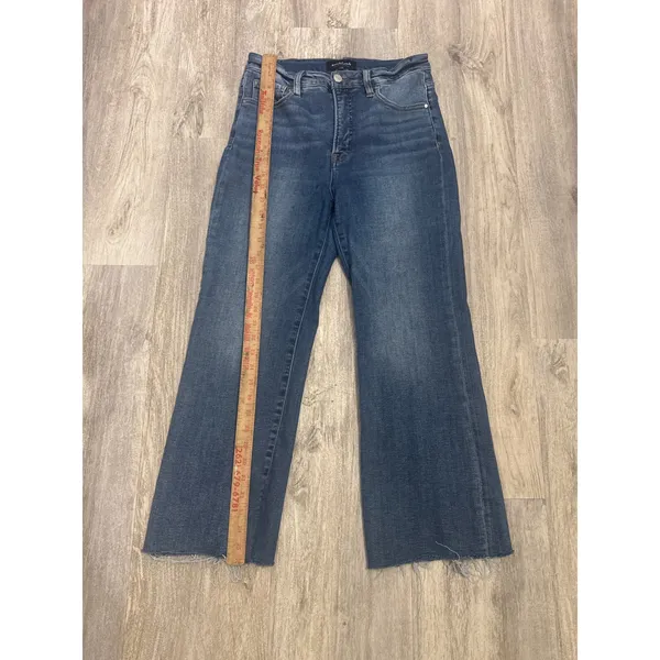 Social Threads Risen Jeans High Rise Wide Leg Raw Hem Medium Wash Size‎ 7/28 - Image 4