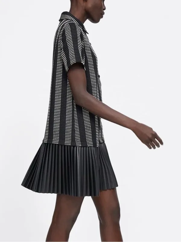 Zara Black Pleated Mini Dress - Shiny A-Line - Image 6