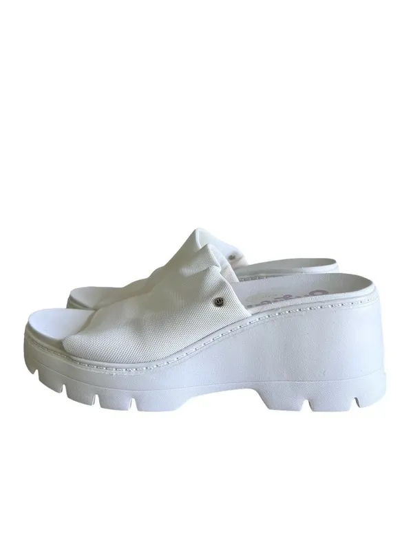 Dr. Scholl's Check Doubts White Platform Wedge Women's Sandal Size 8 #B1293 - Image 4
