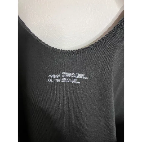 Aerie One Piece Swimsuit Women XXL Black Excellent Ribbed Cutout Knot Detail - Image 4