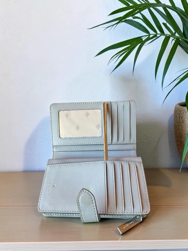 Kate Spade New York Gray Quilted Zip Around Wallet Bifold Organizer - Image 7