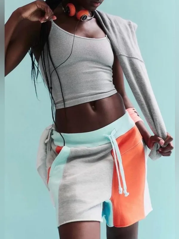 NWT Free People Piece Of Me Color-block Shorts in Heather Grey Combo - Image 2