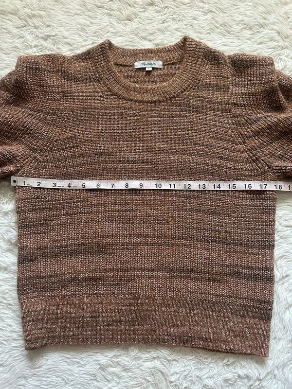 Madewell Prentiss Sweater Spacedye Shoulder Tuck Pullover Autumn Brown Sz L - Image 11