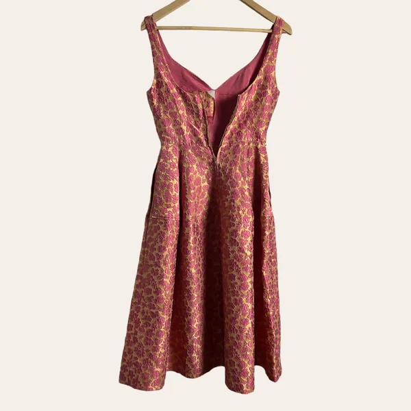 Jill Jill Stuart Pink Floral Jacquard Sweetheart Cocktail Midi Dress Size 0 - Image 14
