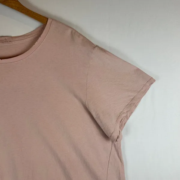 nuuds Women XXL Pink Cotton Relaxed Boxy Short Sleeve T-Shirt Distressed Hem - Image 8