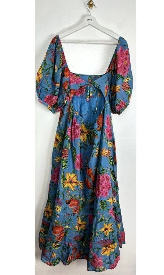 FARM RIO Toucans Garden Midi Dress in Blue Size Small - Image 6