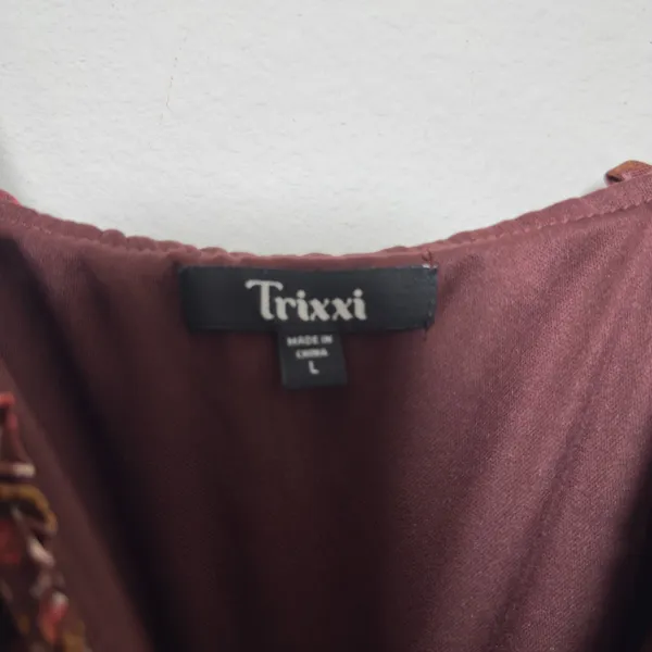 Trixxi Women Forest Fairy Maxi Dress Large Brown Floral Babydoll Cottagecore Boh - Image 5