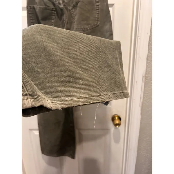 VTG‎ Abercrombie & Fitch Wide Leg Corduroy Pants Olive Green Wmns 12 Made in USA - Image 6