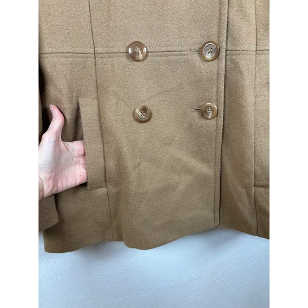 Vintage 2000s Mackintosh New England Camel Wool Blend Peacoat Women's 12 - Image 5