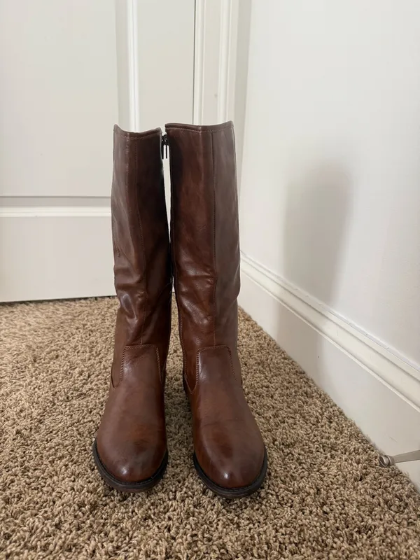 Brown leather autumn boots Size 7 - Image 2