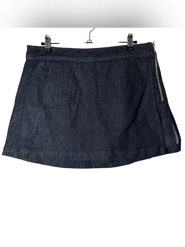 J. Crew Dark Indigo Blue Wash Wrap Mini Denim Skort 6 - Image 3