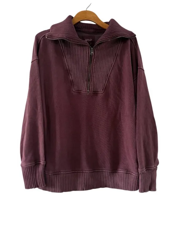 Aerie Down to Earth Funnel Collar Quarter Zip Lived in Sweatshirt - Image 2