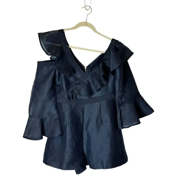 Keepsake Romper Women Medium NWT Navy Blue Bell‎ Sleeve Flashing Light Playsuit - Image 3