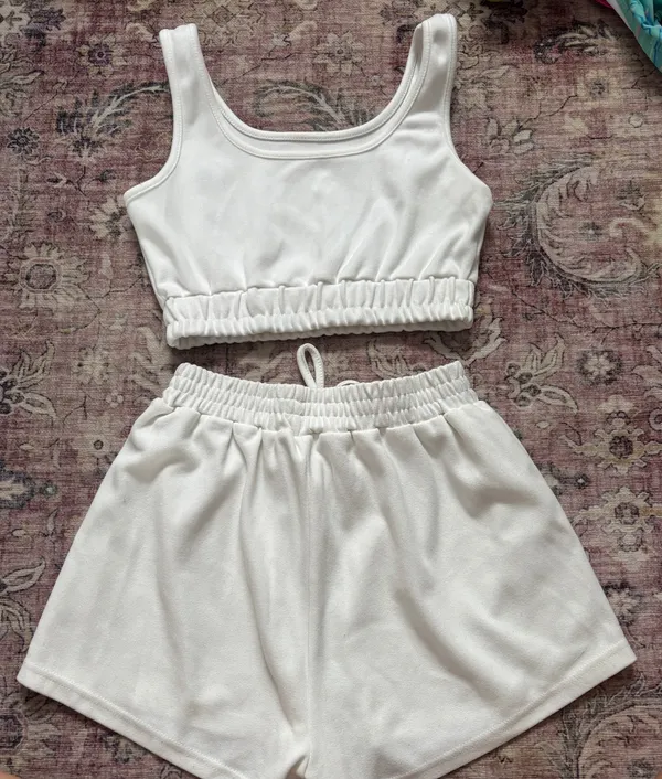 SHEIN White Lounge Shorts and Tank Set - Image 2