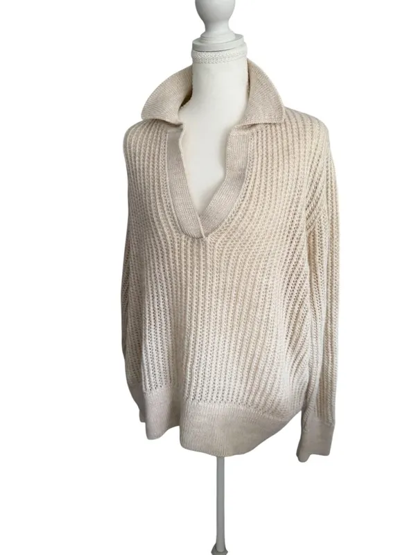 ZARA Cream Collared Sweater Size XL Womens - Image 3