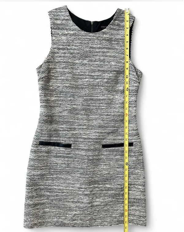 Theory Cortney Deleo Tweed Crew Neck Shift Dress - Image 6