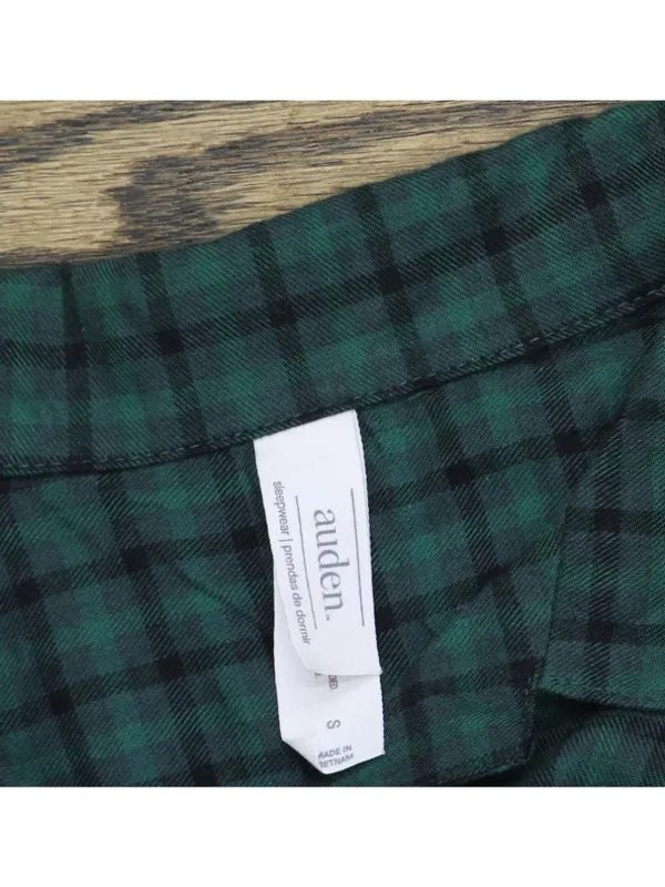 Auden Womens Flannel Long Sleeve Button Down Pajama Shirt 94650411 Green Multi S - Image 3