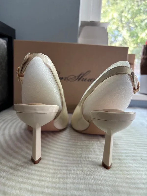 White Slingback Heels Size 6 - Image 3
