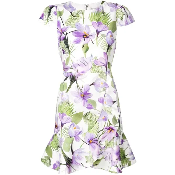 Alice‎ + Olivia Kirby Faux-Wrap Floral Flounce Dress - Image 5